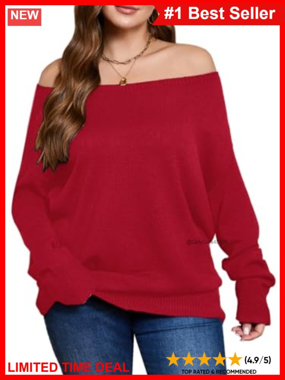 Plus Size Off Shoulder Sweater Long Sleeve Knit Pullover Tunic Top